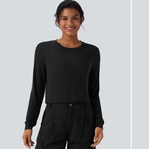 HALARA Black Round Neck Long Sleeve Casual Wool-Blend Top SZ XL NWT